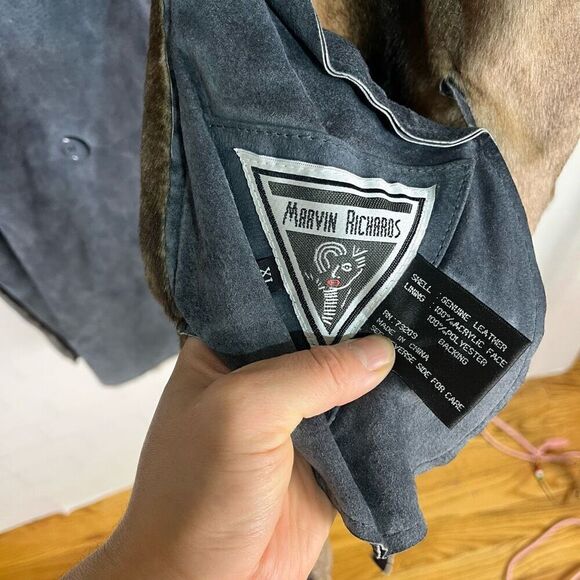 Marvin Richards Unisex Penny Lane Jacket Size XL Suede Leather Faux Fur - Picture 9 of 16